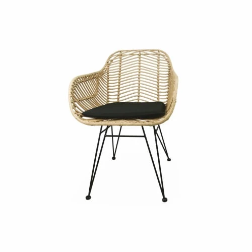 2 fauteuils en rotin naturel et métal, coussins noir Alice's Garden 2 Fauteuils En Rotin Naturel Et Métal, Coussins Noir -Fauteuils Shop 2 fauteuils en rotin naturel et metal coussins noir 3