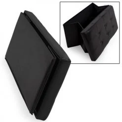 Tectake Poufs Banc Coffre De Rangement Pliable Grand Aspect Cuir 80x40x40cm Noir -Fauteuils Shop banc coffre de rangement pliable grand aspect cuir 80x40x40cm noir 5