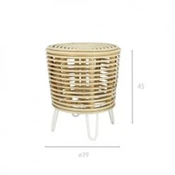 Pirouette Paris Poufs Bout De Canapé En Rotin Et Pieds En Métal Blanc -Fauteuils Shop bout de canape en rotin et pieds en metal blanc 3