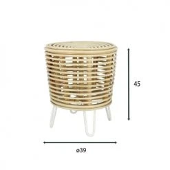 Pirouette Paris Poufs Bout De Canapé En Rotin Et Pieds En Métal Blanc -Fauteuils Shop bout de canape en rotin et pieds en metal blanc 5