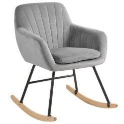 Beliani Fauteuils Chaise Ă Bascule En Velours Gris