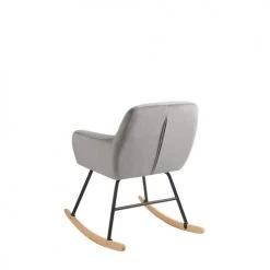 Beliani Fauteuils Chaise à Bascule En Velours Gris -Fauteuils Shop chaise a bascule en velours gris 3