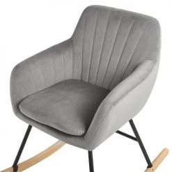 Beliani Fauteuils Chaise à Bascule En Velours Gris -Fauteuils Shop chaise a bascule en velours gris 4