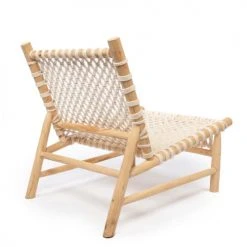 Bazar Bizar Fauteuils Chaise En Teck Naturel Blanc 1 Place -Fauteuils Shop chaise en teck naturel blanc 1 place 2