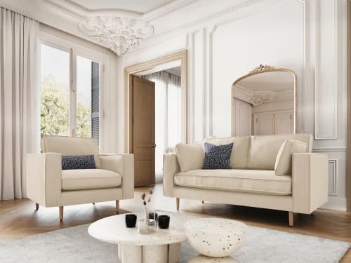 Fauteuil 1 place en tissu structuré beige clair CXL By Christian Lacroix Fauteuils Fauteuil 1 Place En Tissu Structuré Beige Clair -Fauteuils Shop fauteuil 1 place en tissu structure beige clair 1