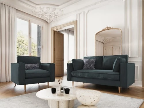 Fauteuil 1 place en tissu structuré bleu CXL By Christian Lacroix Fauteuils Fauteuil 1 Place En Tissu Structuré Bleu -Fauteuils Shop fauteuil 1 place en tissu structure bleu 1