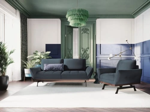 Fauteuil 1 place en tissu structuré bleu CXL By Christian Lacroix Fauteuils Fauteuil 1 Place En Tissu Structuré Bleu -Fauteuils Shop fauteuil 1 place en tissu structure bleu 6