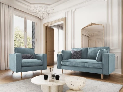 Fauteuil 1 place en tissu structuré bleu clair CXL By Christian Lacroix Fauteuils Fauteuil 1 Place En Tissu Structuré Bleu Clair -Fauteuils Shop fauteuil 1 place en tissu structure bleu clair 1