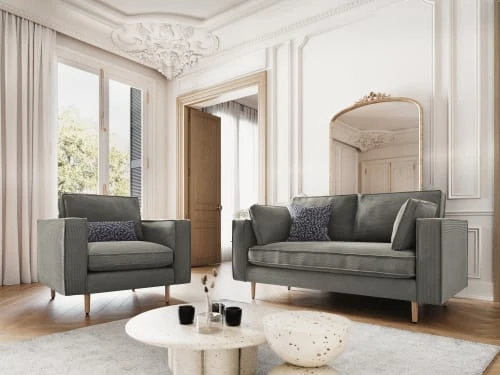 Fauteuil 1 place en tissu structuré gris clair CXL By Christian Lacroix Fauteuils Fauteuil 1 Place En Tissu Structuré Gris Clair -Fauteuils Shop fauteuil 1 place en tissu structure gris clair 1