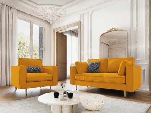 Fauteuil 1 place en tissu structuré jaune CXL By Christian Lacroix Fauteuils Fauteuil 1 Place En Tissu Structuré Jaune -Fauteuils Shop fauteuil 1 place en tissu structure jaune 1