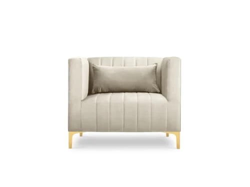 Fauteuil 1 place en velours beige Micadoni Home Fauteuils Fauteuil 1 Place En Velours Beige -Fauteuils Shop fauteuil 1 place en velours beige 4