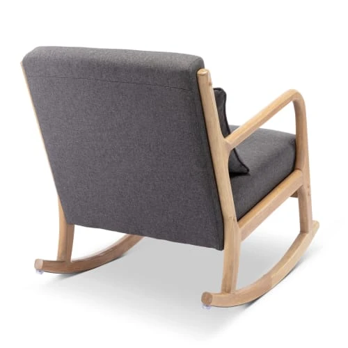 Alice's Garden Fauteuils Fauteuil à Bascule Design Bois Et Tissu Gris Foncé 3 Alice's Garden Fauteuils Fauteuil à Bascule Design Bois Et Tissu Gris Foncé – Image 3