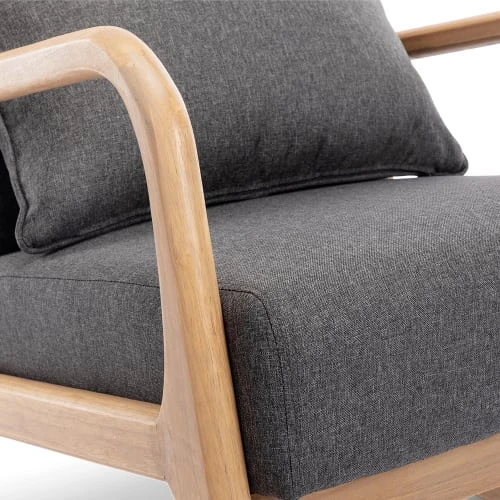 Alice's Garden Fauteuils Fauteuil à Bascule Design Bois Et Tissu Gris Foncé 4 Alice's Garden Fauteuils Fauteuil à Bascule Design Bois Et Tissu Gris Foncé – Image 4