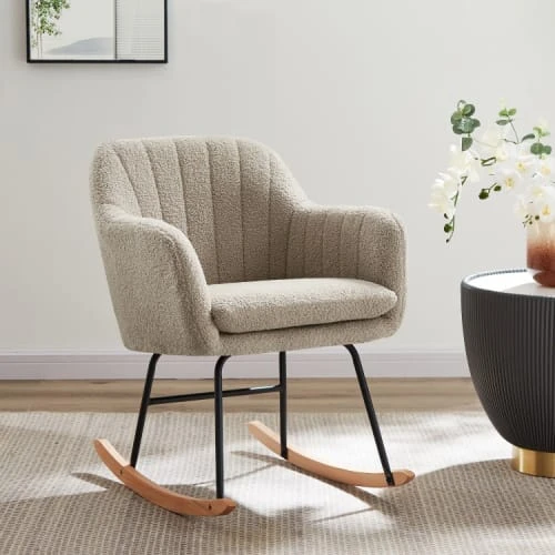 Fauteuil à bascule en tissu 1 place beige Baita Fauteuils Fauteuil à Bascule En Tissu 1 Place Beige -Fauteuils Shop fauteuil a bascule en tissu 1 place beige 1