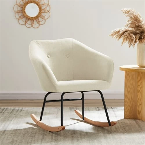 Fauteuil à bascule en tissu 1 place crème Baita Fauteuils Fauteuil à Bascule En Tissu 1 Place Crème -Fauteuils Shop fauteuil a bascule en tissu 1 place creme 1