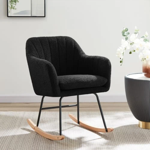 Fauteuil à bascule en tissu 1 place noir Baita Fauteuils Fauteuil à Bascule En Tissu 1 Place Noir -Fauteuils Shop fauteuil a bascule en tissu 1 place noir 1