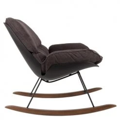 BOITE A DESIGN Fauteuils Fauteuil à Bascule En Tissu Gris Foncé -Fauteuils Shop fauteuil a bascule en tissu gris fonce 3