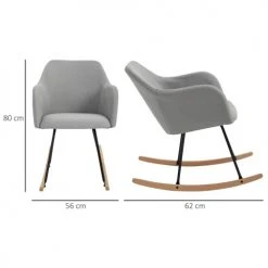 Homcom Fauteuils Fauteuil à Bascule Grand Confort Lin Gris 2 Homcom Fauteuils Fauteuil à Bascule Grand Confort Lin Gris -Fauteuils Shop fauteuil a bascule grand confort lin gris 2