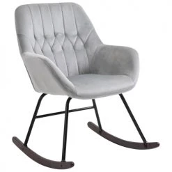 Homcom Fauteuils Fauteuil à Bascule Grand Confort Velours Gris Clair