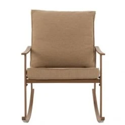 Jolipa Fauteuils Fauteuil à Bascule Métal Bois Foncé/beige -Fauteuils Shop fauteuil a bascule metal bois fonce beige 1