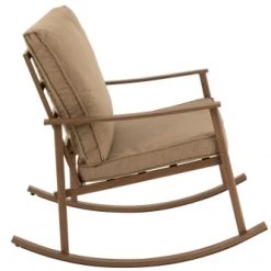 Jolipa Fauteuils Fauteuil à Bascule Métal Bois Foncé/beige -Fauteuils Shop fauteuil a bascule metal bois fonce beige 2