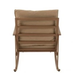 Jolipa Fauteuils Fauteuil à Bascule Métal Bois Foncé/beige -Fauteuils Shop fauteuil a bascule metal bois fonce beige 3