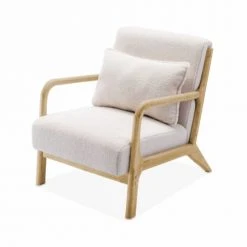 Alice's Garden Fauteuils Fauteuil à Bouclettes Blanches En Bois Et Tissu