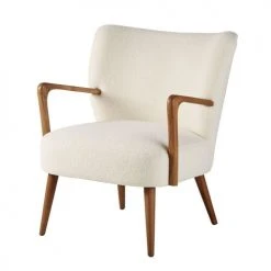 Maisons Du Monde Fauteuils Fauteuil à Bouclettes Blanches Et Bouleau Massif