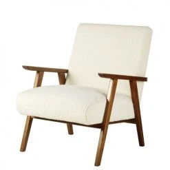 Maisons Du Monde Fauteuils Fauteuil à Bouclettes Blanches Et Frêne Massif