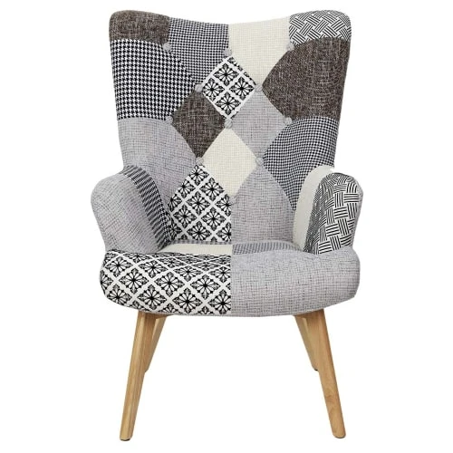 Fauteuil assise en tissu patchwork The Home Deco Factory Fauteuils Fauteuil Assise En Tissu Patchwork -Fauteuils Shop fauteuil assise en tissu patchwork 2