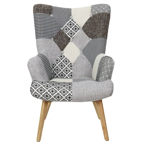 Fauteuil assise en tissu patchwork The Home Deco Factory Fauteuils Fauteuil Assise En Tissu Patchwork -Fauteuils Shop fauteuil assise en tissu patchwork 5