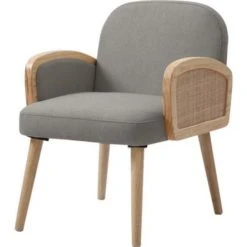 ATHM DESIGN Fauteuils Fauteuil Assise Polyester Gris Pieds Bois