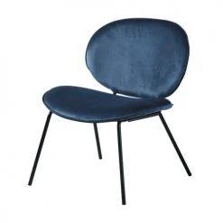 Maisons Du Monde Fauteuils Fauteuil Bas En Velours Bleu