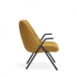 TEULAT Fauteuils Fauteuil Bas Rembourré En Moutarde Et Pied En Métal -Fauteuils Shop fauteuil bas rembourre en moutarde et pied en metal 4