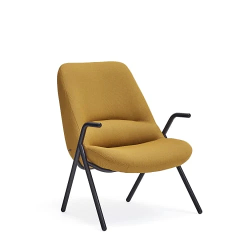 TEULAT Fauteuils Fauteuil Bas Rembourré En Moutarde Et Pied En Métal -Fauteuils Shop fauteuil bas rembourre en moutarde et pied en metal