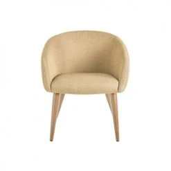 Wadiga Fauteuils Fauteuil Beige Et Pieds Métal Couleur Bois - 60x58x77cm -Fauteuils Shop fauteuil beige et pieds metal couleur bois 60x58x77cm 3