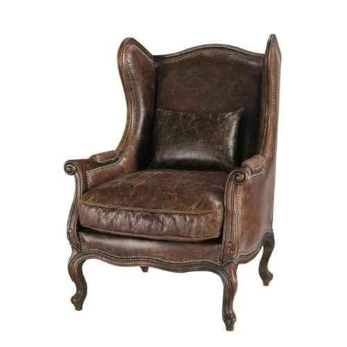 Fauteuil bergère en cuir marron Maisons Du Monde Assises Fauteuil Bergère En Cuir Marron -Fauteuils Shop fauteuil bergere en cuir marron 1000 9 26 103879 1