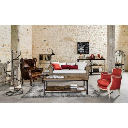 Fauteuil bergère en cuir marron Maisons Du Monde Assises Fauteuil Bergère En Cuir Marron -Fauteuils Shop fauteuil bergere en cuir marron 1000 9 26 103879 4