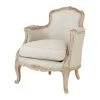 Maisons Du Monde Fauteuils Fauteuil Bergère En Lin Pieds En Manguier Blanchi