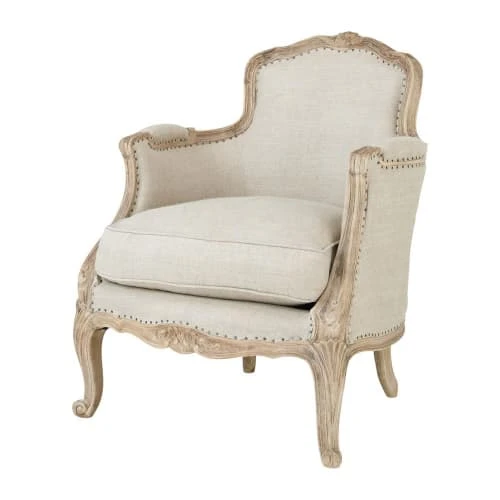 Fauteuil bergère en lin pieds en manguier blanchi Maisons Du Monde Fauteuils Fauteuil Bergère En Lin Pieds En Manguier Blanchi -Fauteuils Shop fauteuil bergere en lin pieds en manguier blanchi 1000 10 33 130536 1
