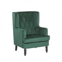 Beliani Fauteuils Fauteuil Bergère En Velours Vert Avec Repose-pieds Assorti -Fauteuils Shop fauteuil bergere en velours vert avec repose pieds assorti 2