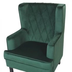 Beliani Fauteuils Fauteuil Bergère En Velours Vert Avec Repose-pieds Assorti -Fauteuils Shop fauteuil bergere en velours vert avec repose pieds assorti 5