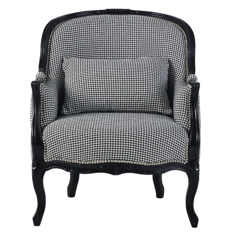 Fauteuil bergère imprimé pied de poule noir et blanc Maisons Du Monde Fauteuils Fauteuil Bergère Imprimé Pied De Poule Noir Et Blanc -Fauteuils Shop fauteuil bergere imprime pied de poule noir et blanc 1000 2 20 210309 2