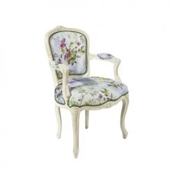 Robin Des Bois Fauteuils Fauteuil Cabriolet Patine Ivoire Et Tissu Lin Fleuri