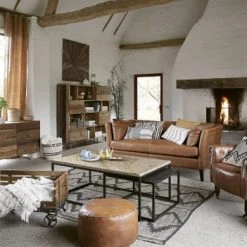 Maisons Du Monde Fauteuils Fauteuil Capitonné à Roulettes En Cuir Marron -Fauteuils Shop fauteuil capitonne a roulettes en cuir marron 1000 8 34 133407 11