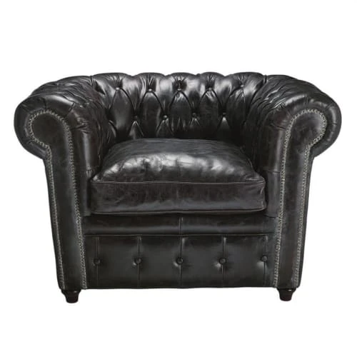 Fauteuil capitonné en cuir noir Maisons Du Monde Fauteuils Fauteuil Capitonné En Cuir Noir -Fauteuils Shop fauteuil capitonne en cuir noir 1000 10 26 50140320 1