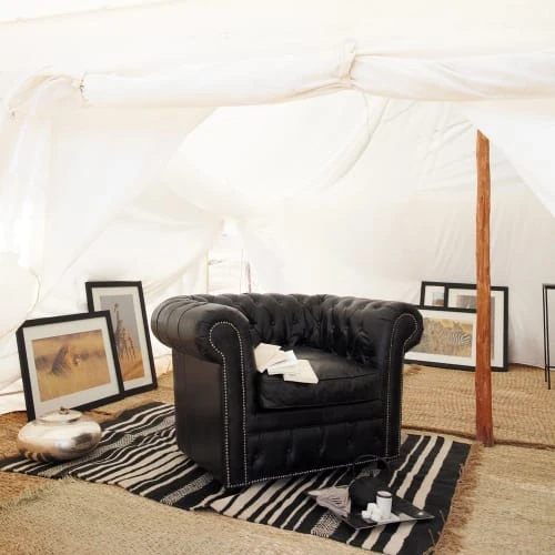 Fauteuil capitonné en cuir noir Maisons Du Monde Fauteuils Fauteuil Capitonné En Cuir Noir -Fauteuils Shop fauteuil capitonne en cuir noir 1000 10 26 50140320 2