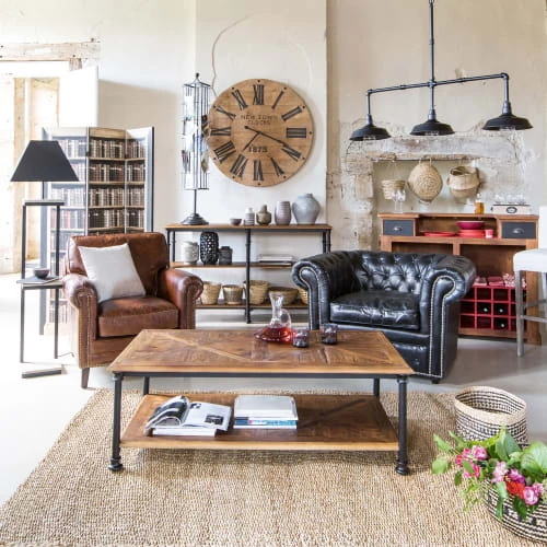 Fauteuil capitonné en cuir noir Maisons Du Monde Fauteuils Fauteuil Capitonné En Cuir Noir -Fauteuils Shop fauteuil capitonne en cuir noir 1000 10 26 50140320 4