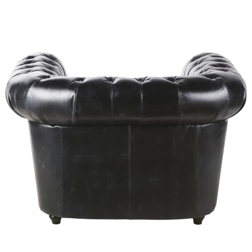 Fauteuil capitonné en cuir noir Maisons Du Monde Fauteuils Fauteuil Capitonné En Cuir Noir -Fauteuils Shop fauteuil capitonne en cuir noir 1000 10 26 50140320 5