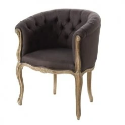 Maisons Du Monde Fauteuils Fauteuil Capitonné En Lin Coloris Taupe Grisé